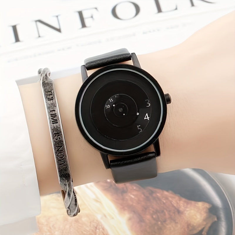 Open Heart Watch - 1pcBlack Technology Korean Edition Minimalist Trendy