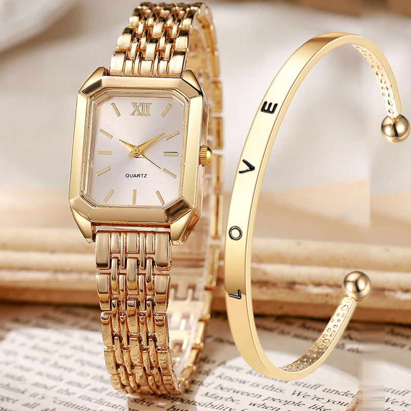 Luxury Watch Gold - 2PCS/set Luxury Women's Quartz Watch with