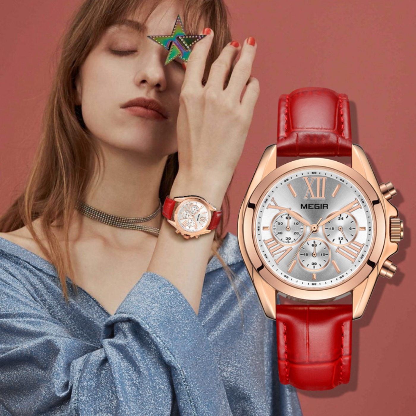 Luxury Watch Brand - MEGIR New Luxury Leather Watch Women