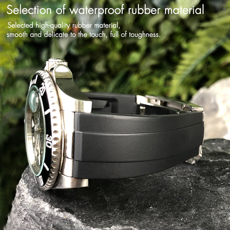 Luxury Watch Rolex - Metal Link Rubber Watchband Curved End