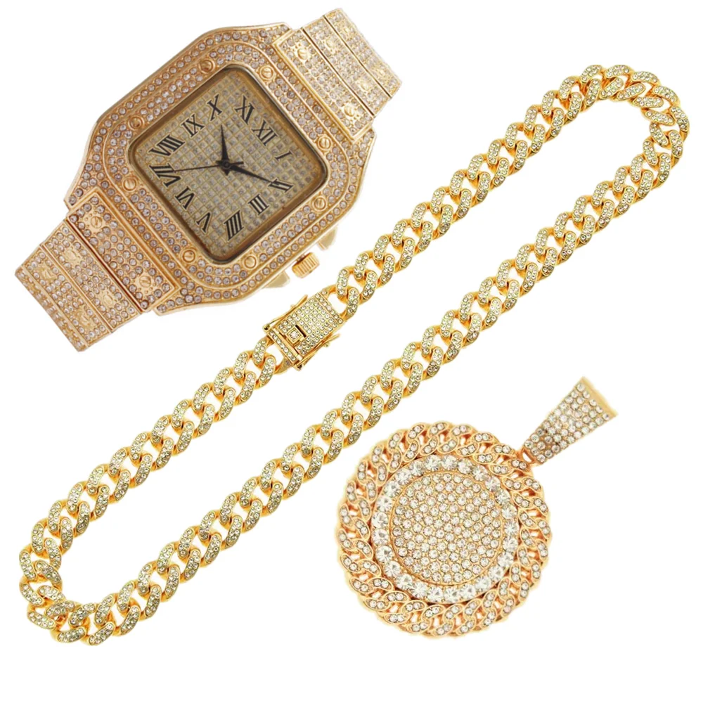2pcs Iced Out Watches Necklace - Luxury Watch Miami recensione e prezzo