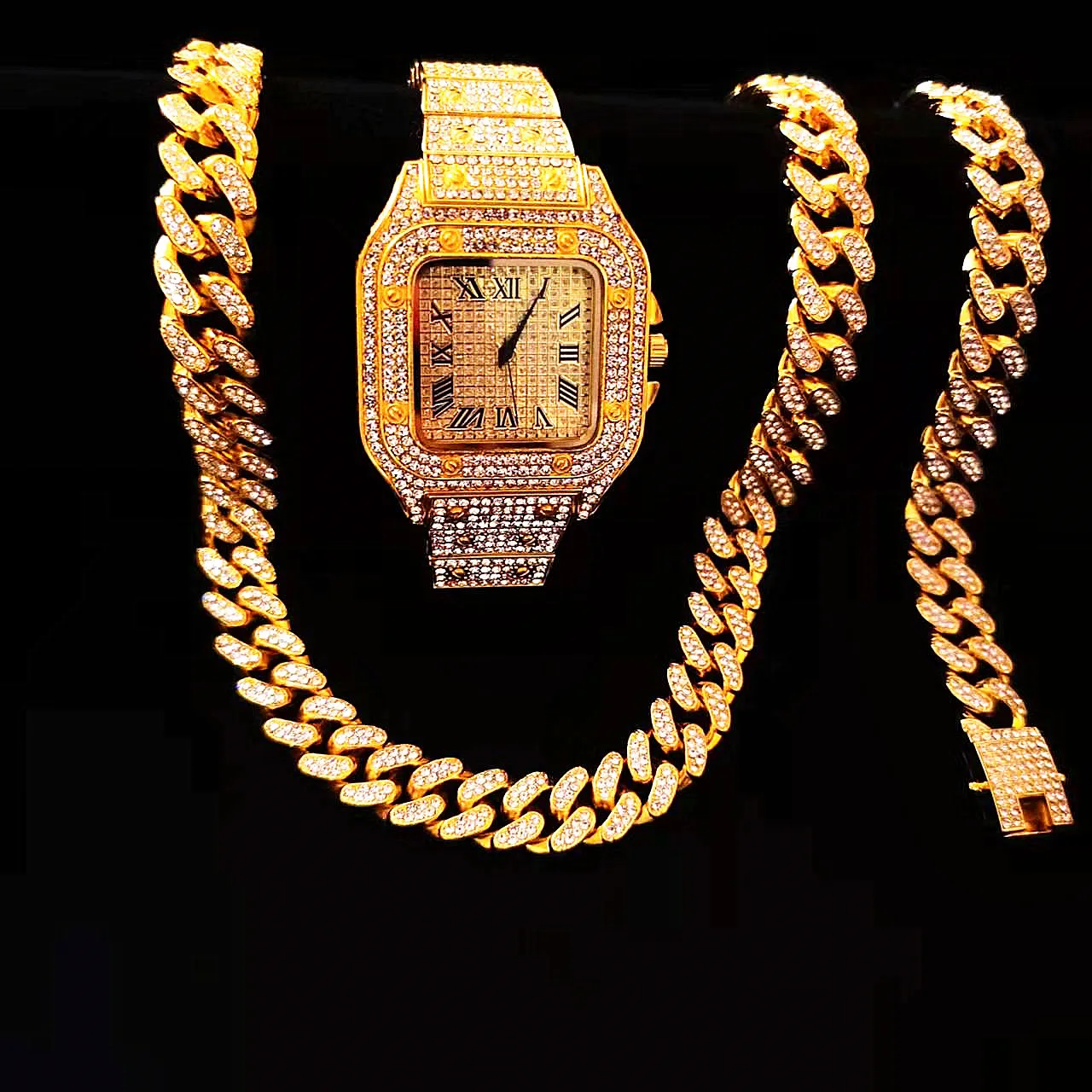 2pcs Iced Out Watches Necklace - Luxury Watch Miami recensione e prezzo
