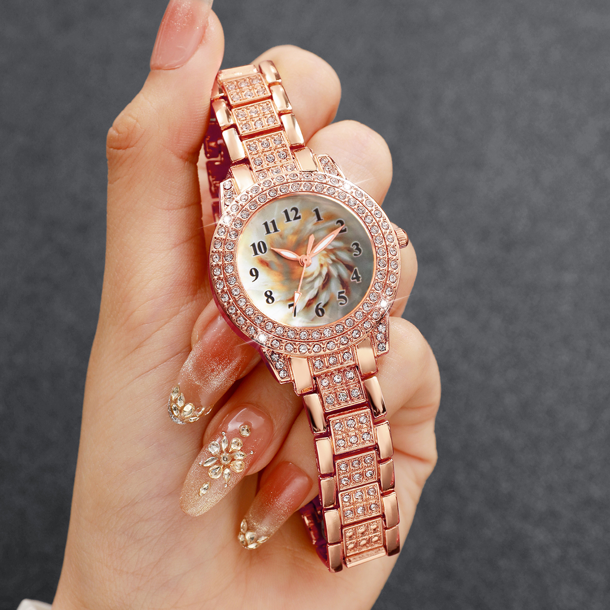 6PCS Luxury Rhinestone Women Q - Open Heart Watch recensione e prezzo