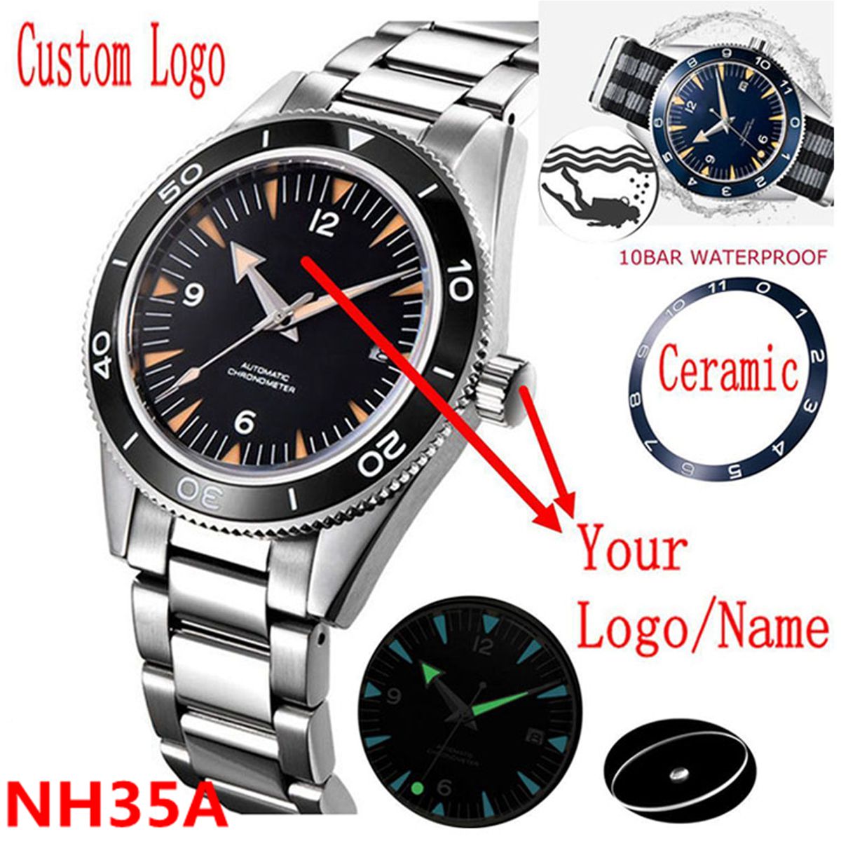 Custom Logo NH35 Movement Watc - Luxury Watch Display recensione e prezzo