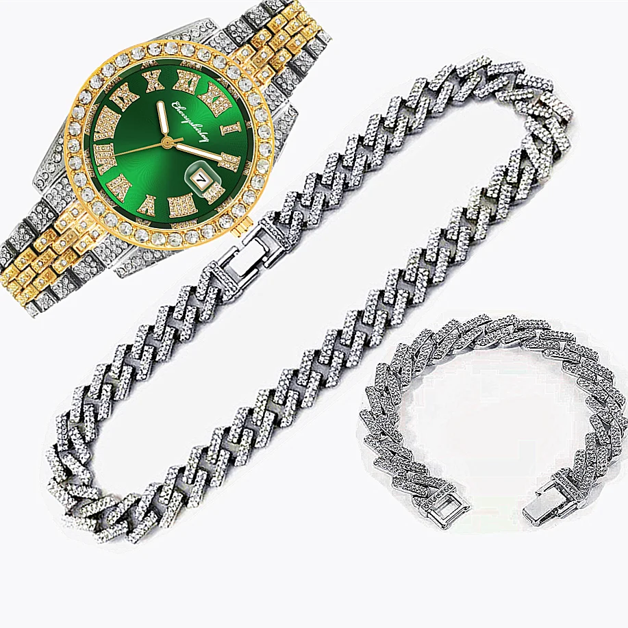 3pcs Luxury Iced Out Watch for - Luxury Watch Miami recensione e prezzo