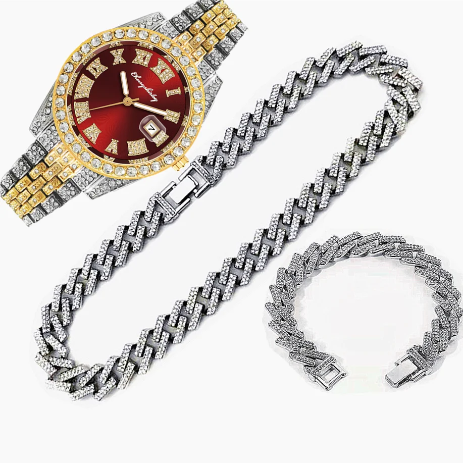 3pcs Luxury Iced Out Watch for - Luxury Watch Miami recensione e prezzo
