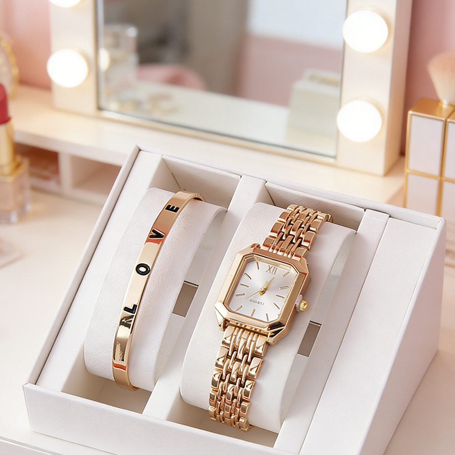 2PCS/set Luxury Women's Quartz - Luxury Watch Gold recensione e prezzo
