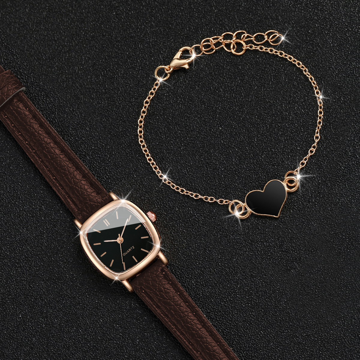 2PCS/Set Fashion Square Women  - Open Heart Watch recensione e prezzo