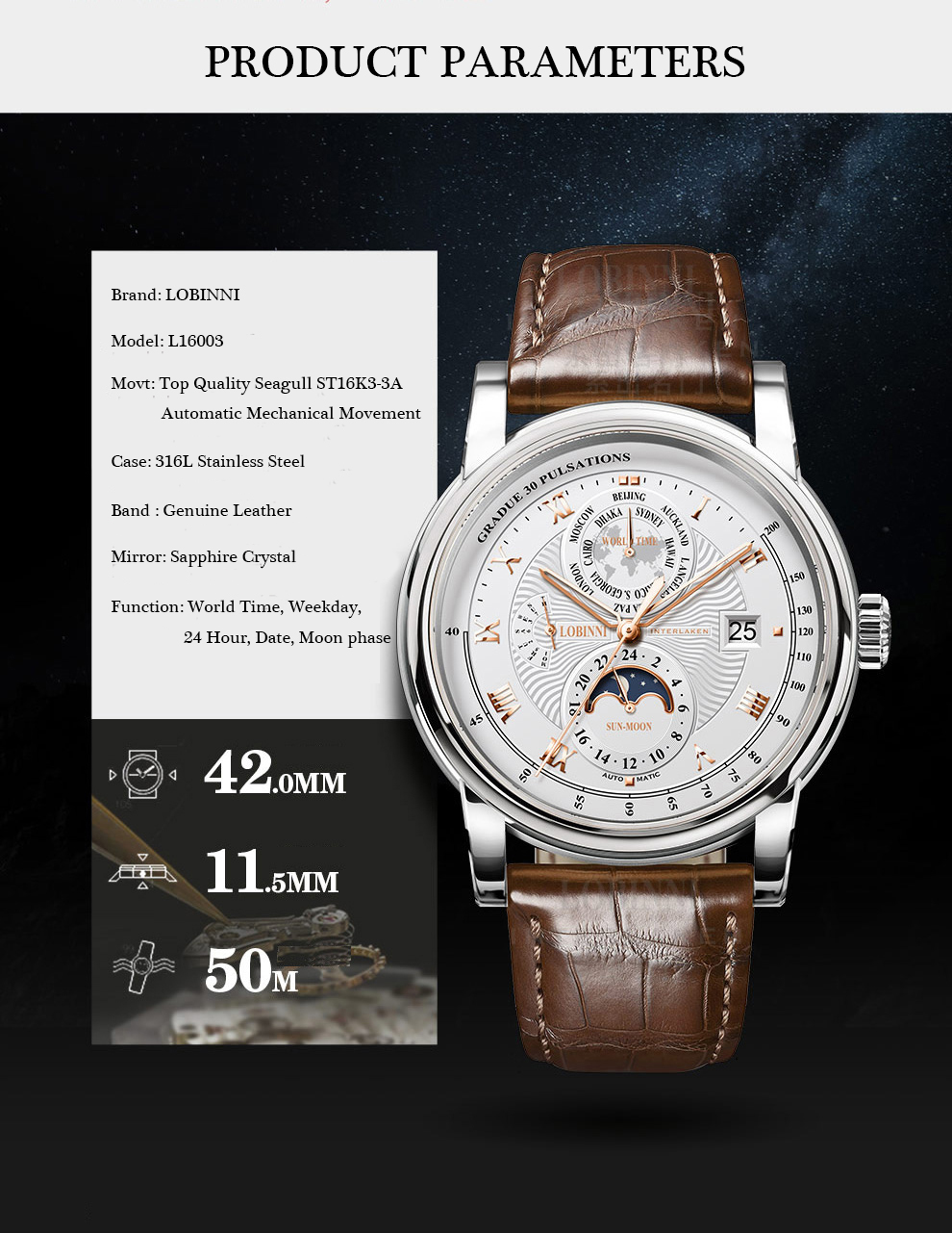LOBINNI Men Watch Luxury Brand - Luxury Watch Brands In World recensione e prezzo