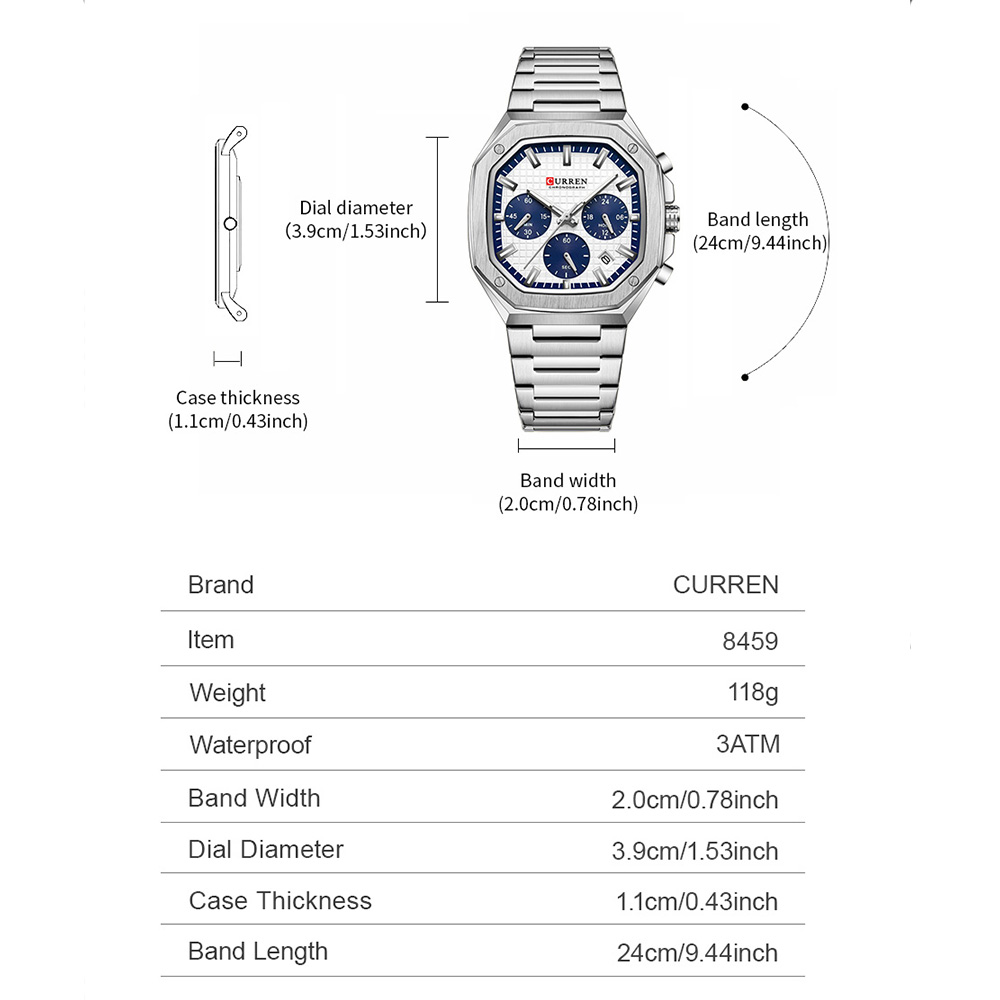 CURREN Luxury Square Chrono Wa - Luxury Watch Gold recensione e prezzo