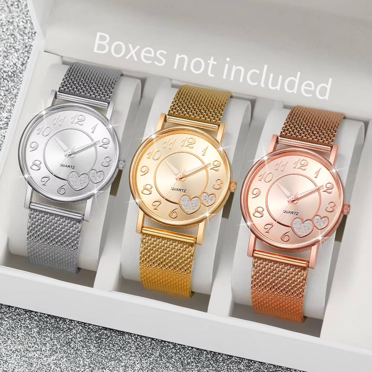 1/3PCS Fashion Heart Dial Wome - Open Heart Watch recensione e prezzo